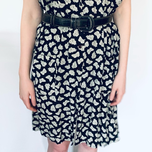 Black & white fine cotton dress button-up short sleeves EUR 40 US size 8 - 10 - Picture 14 of 16